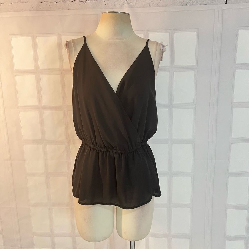 Veronica M black surplice peplum tank blouse size small